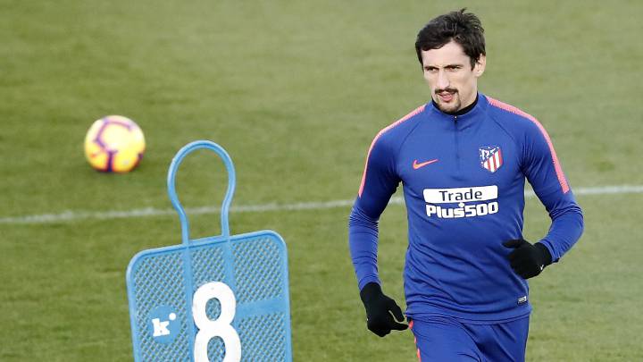 Savic, en un entrenamiento del Atlético.