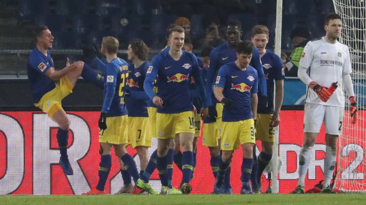 Los jugadores del Leipzig celebran un gol