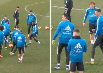 Luka Modric unimpressed as Keylor Navas trick goes wrong