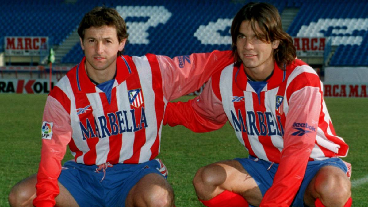 Venturin y Solari, presentados por el Atlético en enero de 1999.