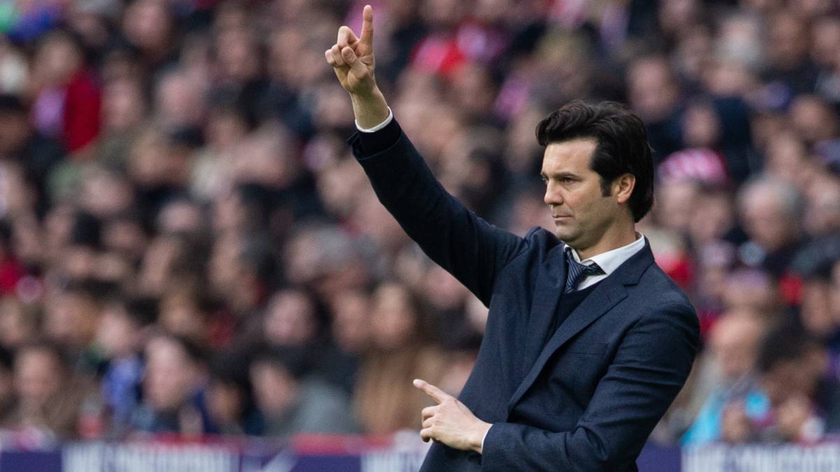 Solari durante el derbi ante el Atlético de Madrid (1-3).