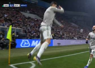El portentoso salto de cabeza de Cristiano en el 0-2... con mensaje especial a Dybala