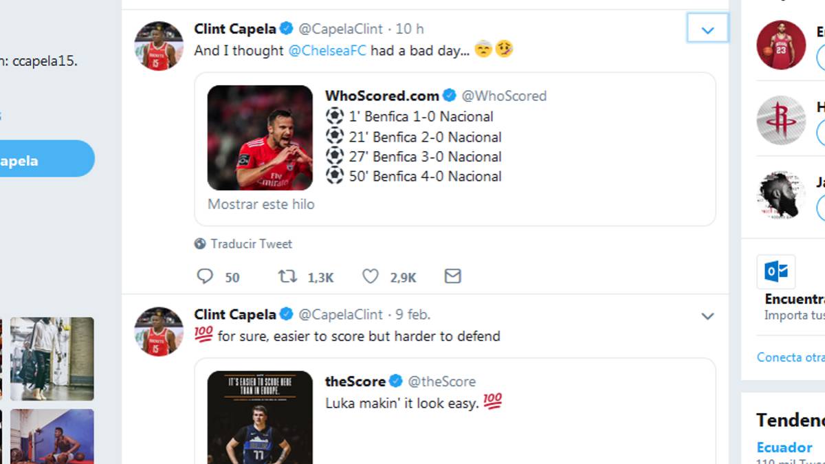Un jugador de la NBA, del 10-0 del Benfica: "Pensaba que el Chelsea tuvo un mal día..."
