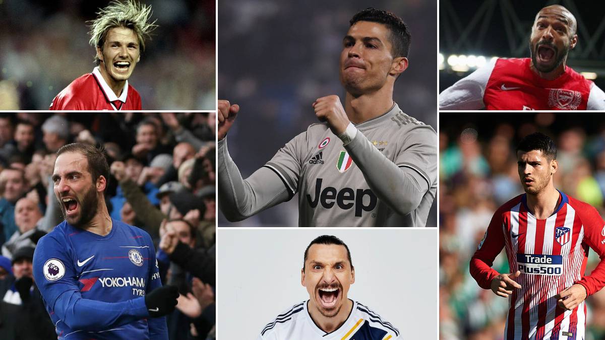 David Beckham, Gonzalo Higuaín, Cristiano Ronaldo, Zlatan Ibrahimovic, Thierry Henry y Álvaro Morata.