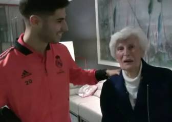 Asensio embraces his 90-year-old grandmother after Ajax game