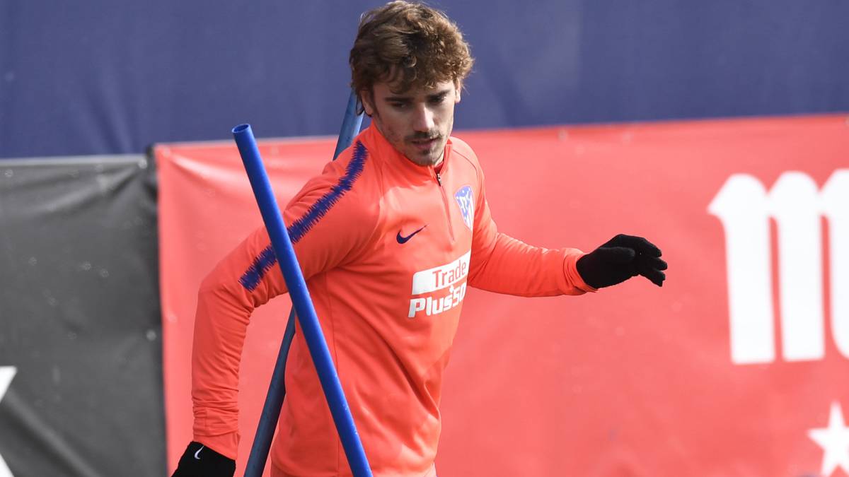 Griezmann, en el entrenamiento del Atlético.