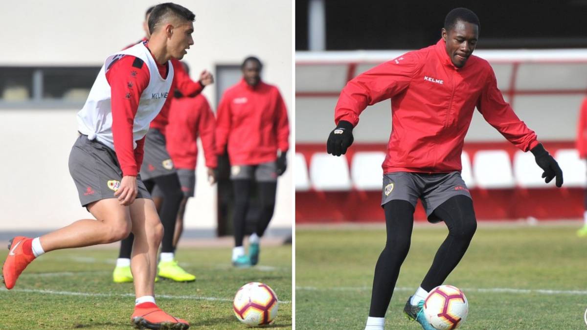 Velázquez e Imbula, en el entrenamiento del Rayo.