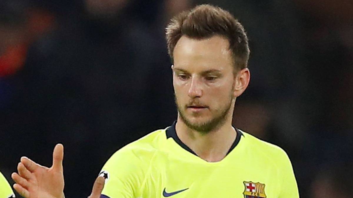 Ivan Rakitic, jugador del Barcelona, en el partido contra el Olympique de Lyon de ida de octavos de final de la Champions.