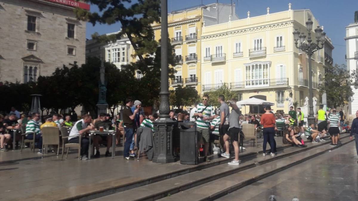 Aficionados del Celtic en el centro de València