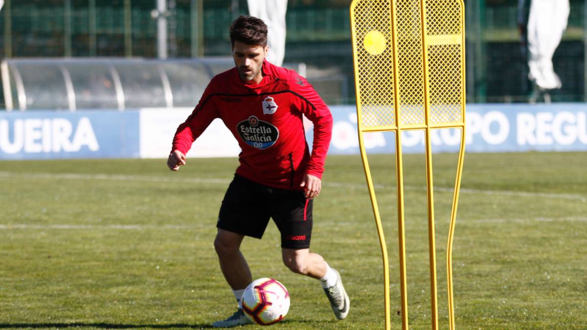Vitor Silva, en su primer entrenamiento con el Deportivo de la semana pasada.