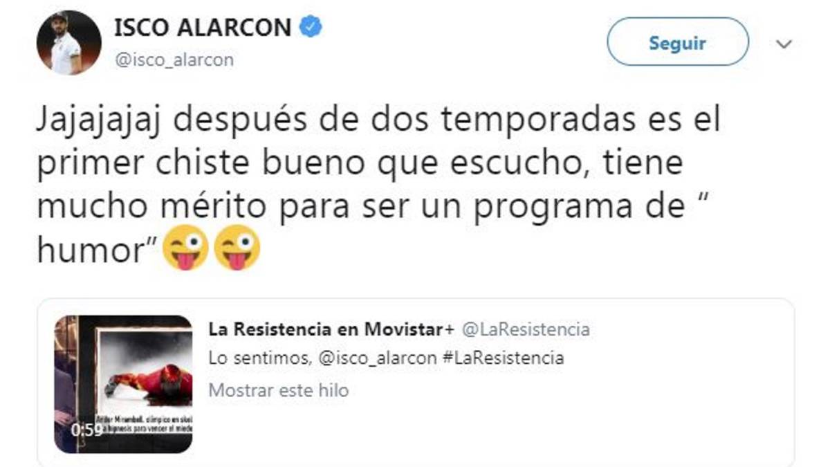 Isco responde en Twitter