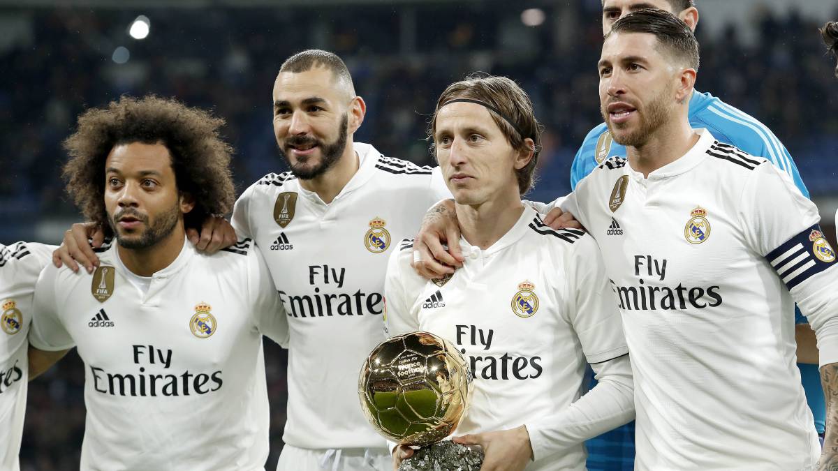 Luka Modric, ganador del Balón de Oro 2018, junto a Marcelo, Benzema, Sergio Ramos y Courtois, que también fueron candidatos al premio.