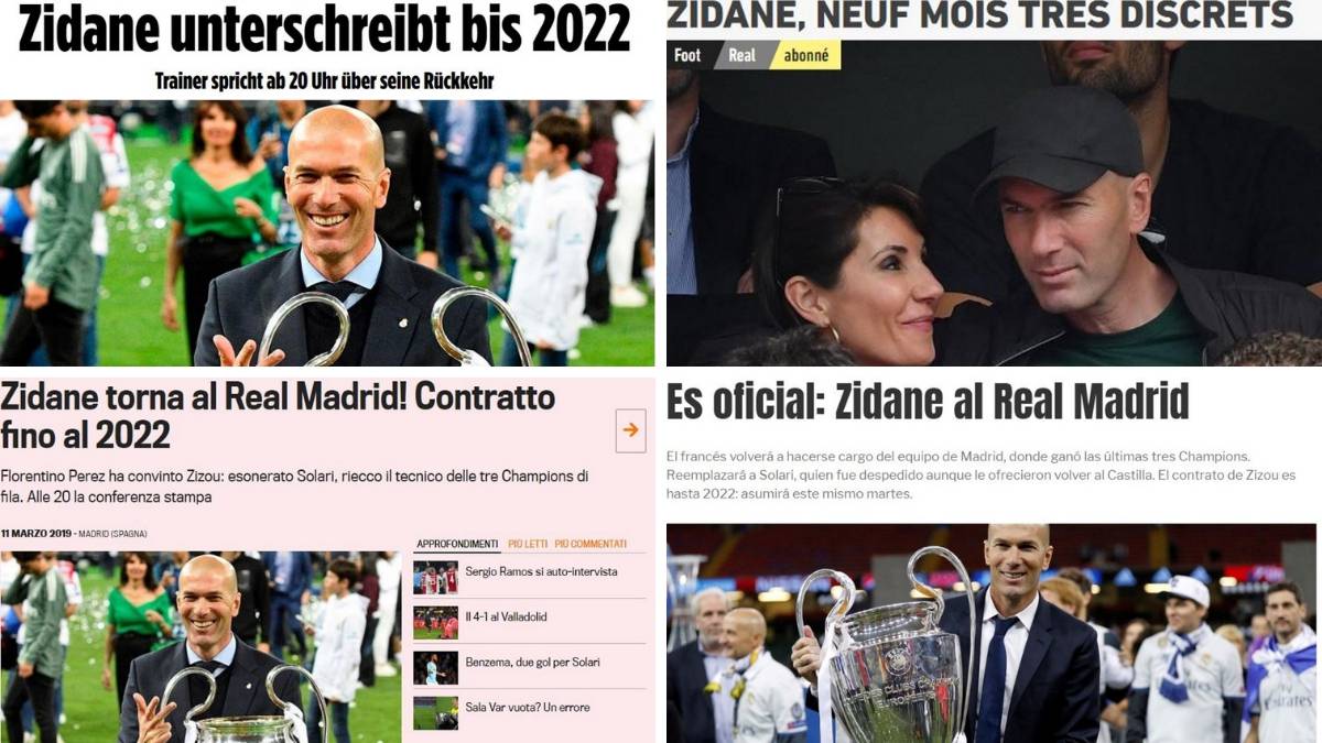 Portadas con la vuelta de Zidane