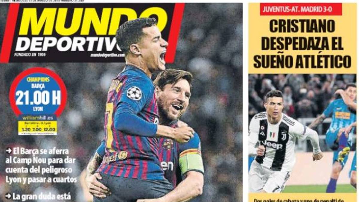 El Lyon y Cristiano en las portadas de Barcelona