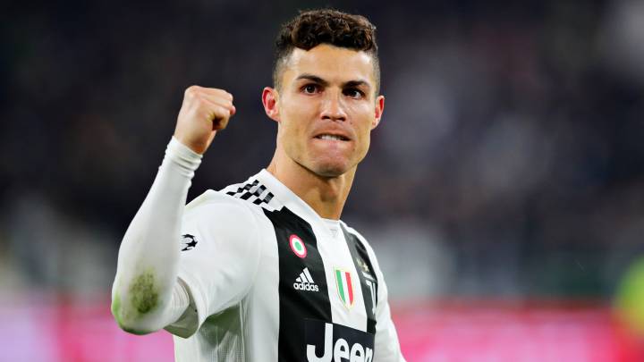 Cristiano celebra uno de sus goles en el Juventus-Atlético
