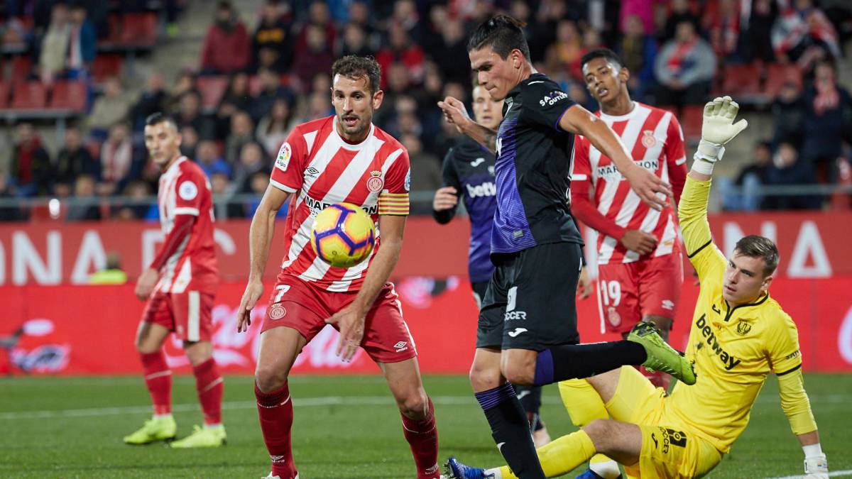 Una jugada del Girona-Leganés de la primera vuelta.