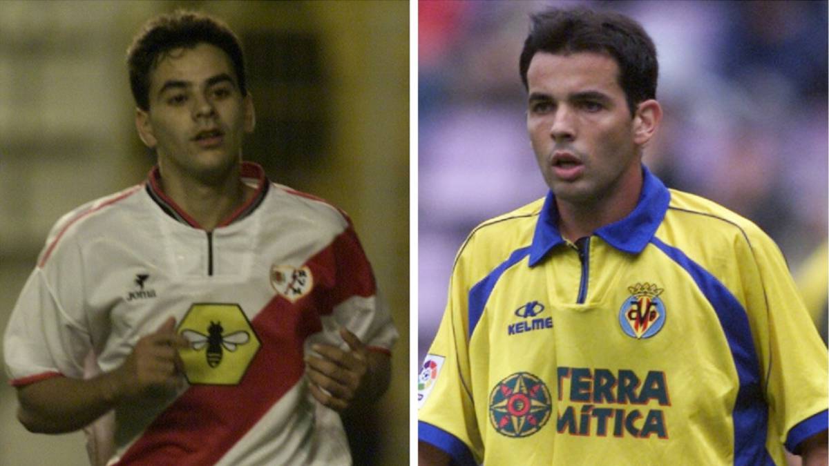 Míchel y Calleja, como jugadores de Rayo y Villarreal respectivamente.