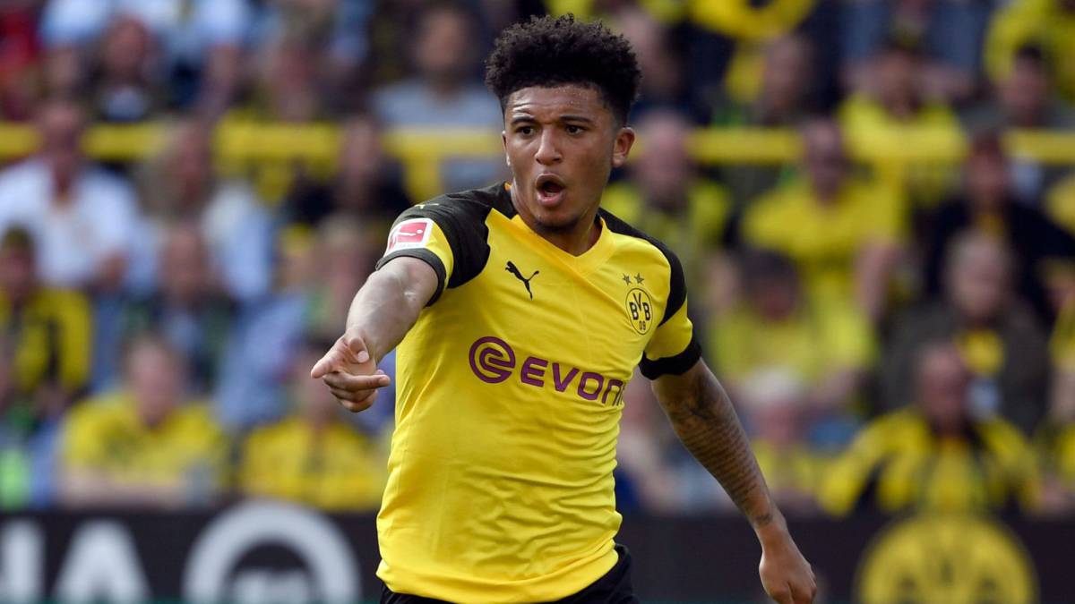 El jugador inglés del Borussia Dortmund, Jadon Sancho, durante un partido.