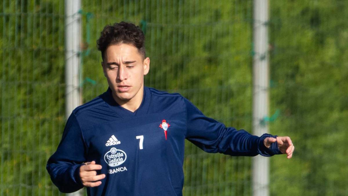 Emre Mor, en un entrenamiento con el Celta.