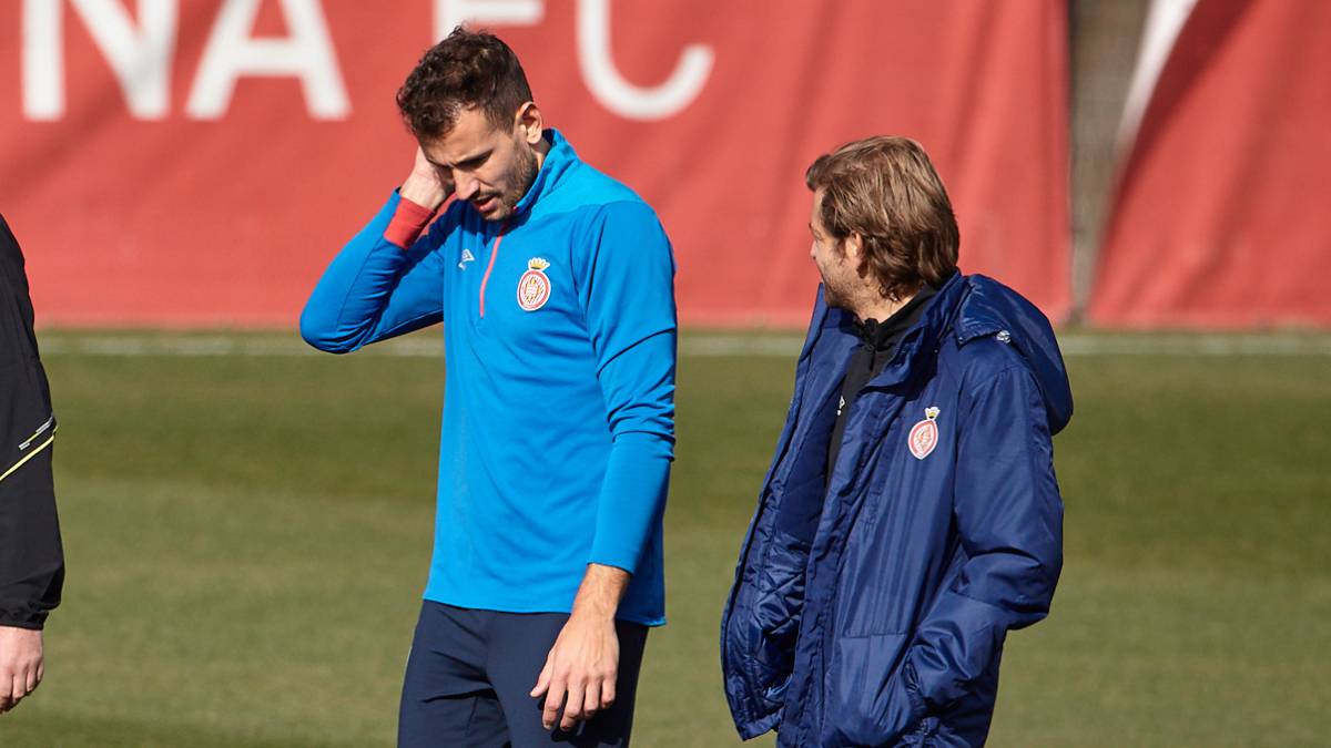 Stuani, en un entrenamiento del Girona.