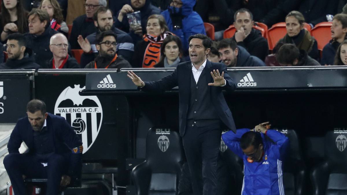 Marcelino, en el partido entre Valencia y Real Madrid.