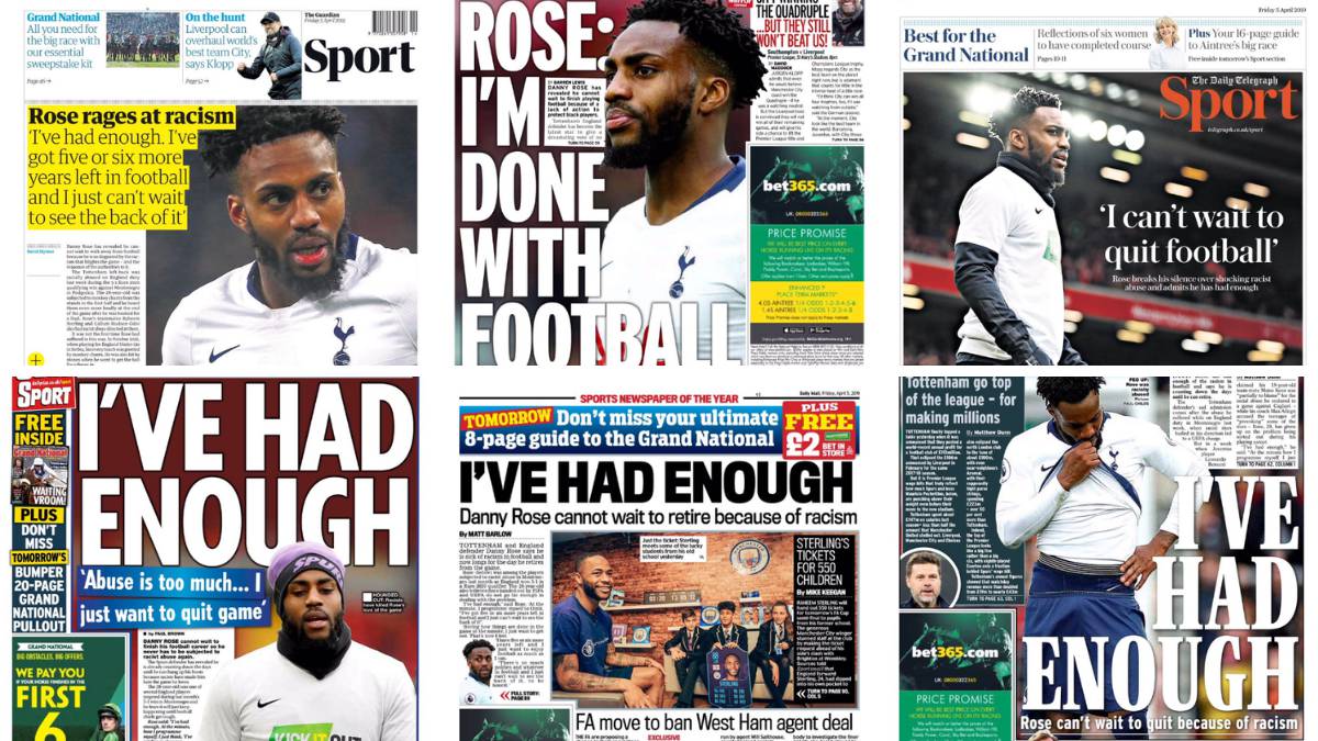 Danny Rose, del Tottenham, ocupa las portadas de todos los diarios deportivos ingleses.
