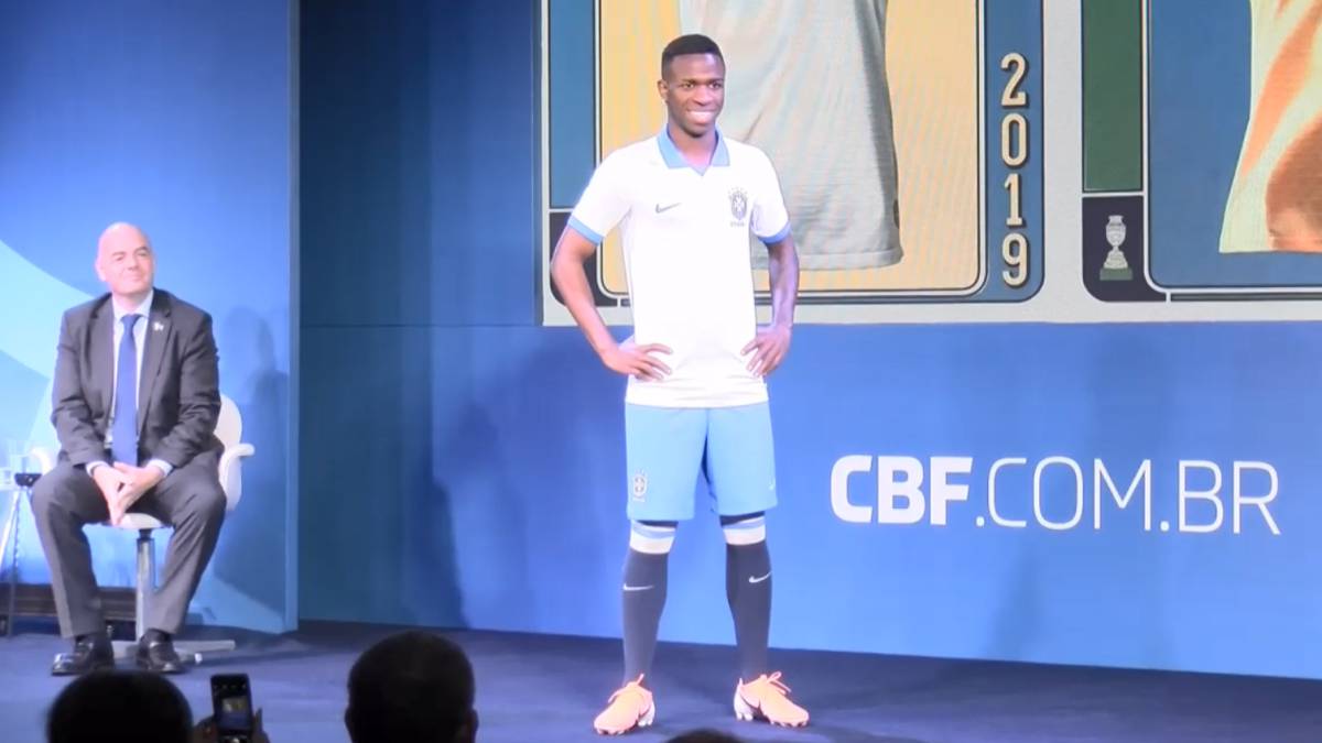 Real Madrid's Vinicius stars as Brazil launch new white kit