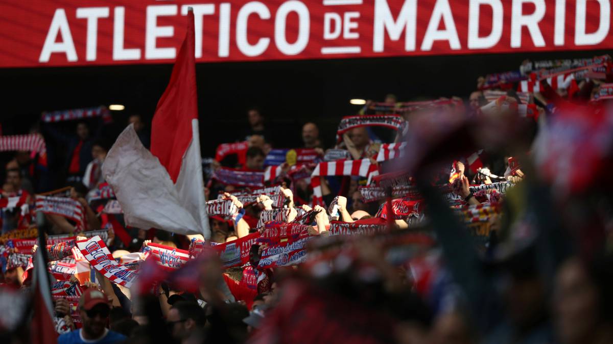 La afición del Atlético en el Wanda Metropolitano.