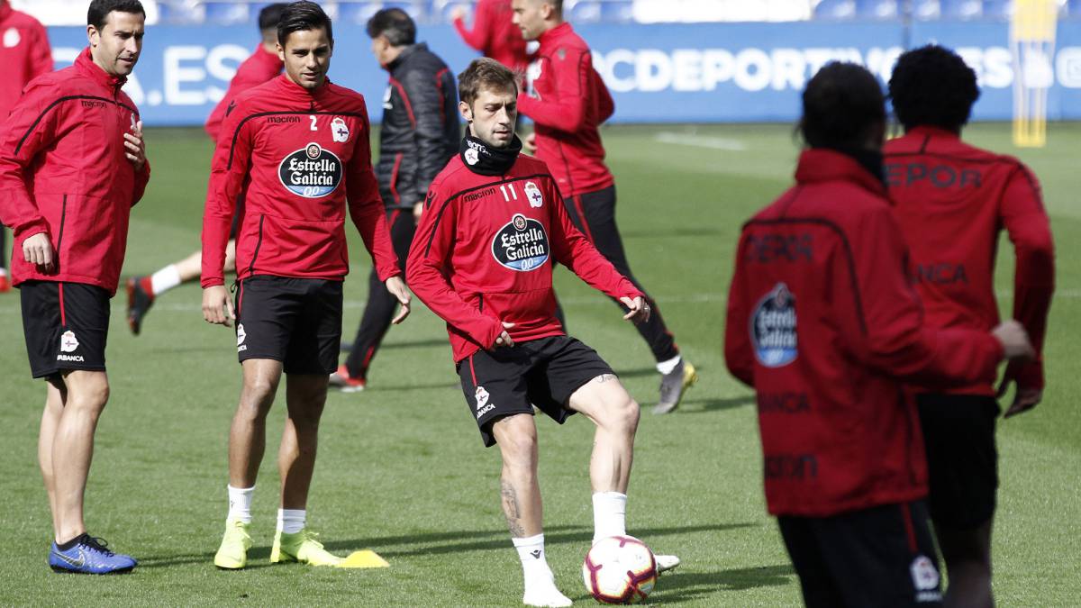 Fede Cartabia, durante un entrenamiento del Deportivo.