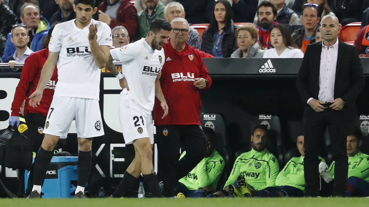Piccini, lesionado, ayer.