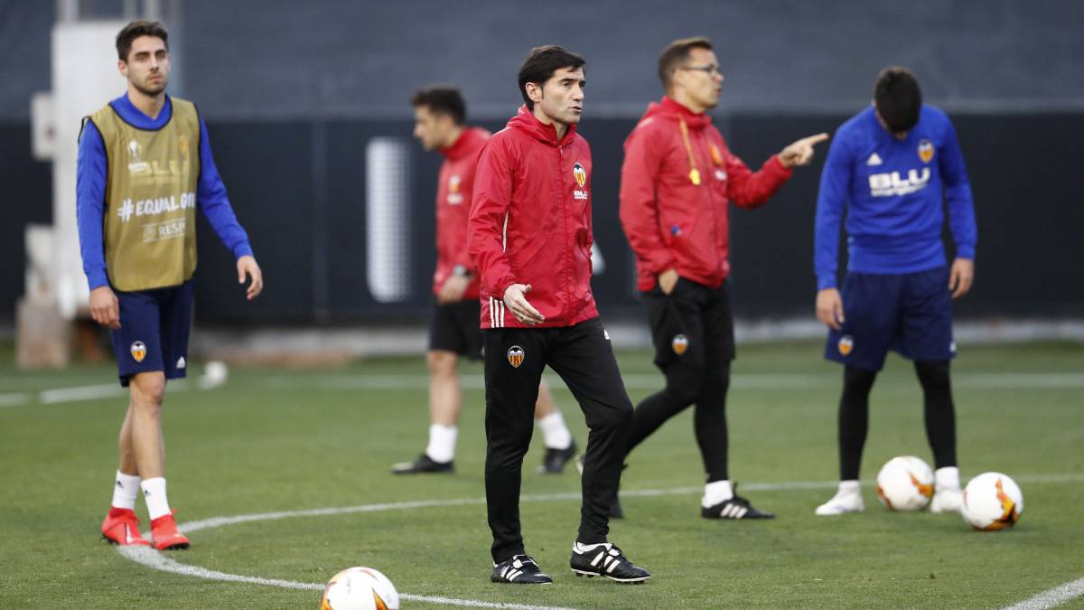 Marcelino en el último entrene.
