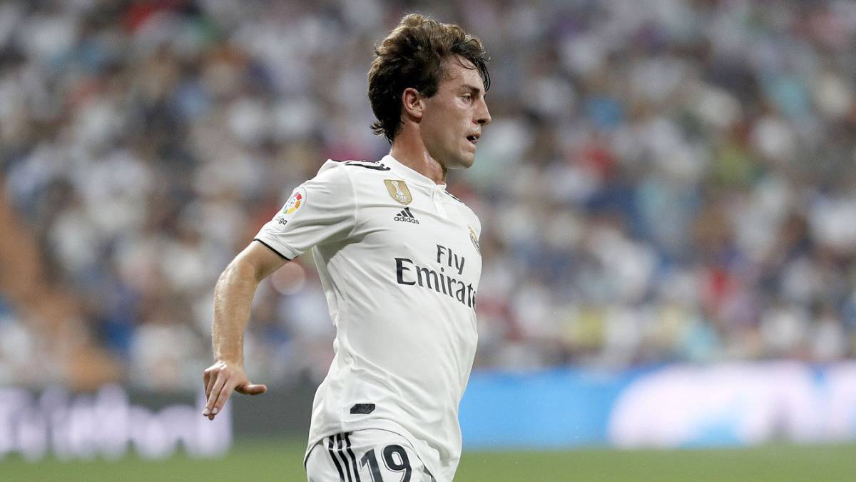 Odriozola, en un partido con el Real Madrid.