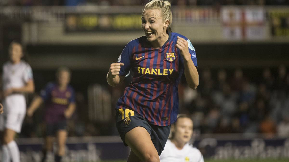 Toni Duggan, jugadora del Barcelona, en un partido de la Champions.