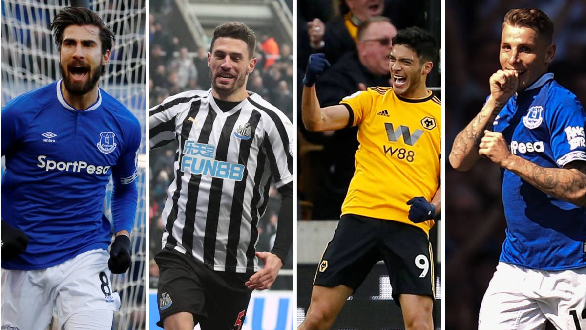 Andre Gomes (Everton), Schar (Newcastle), Raúl Jiménez (Wolves) y Digne (Everton) están en el ranking de los mejores de la Premier.