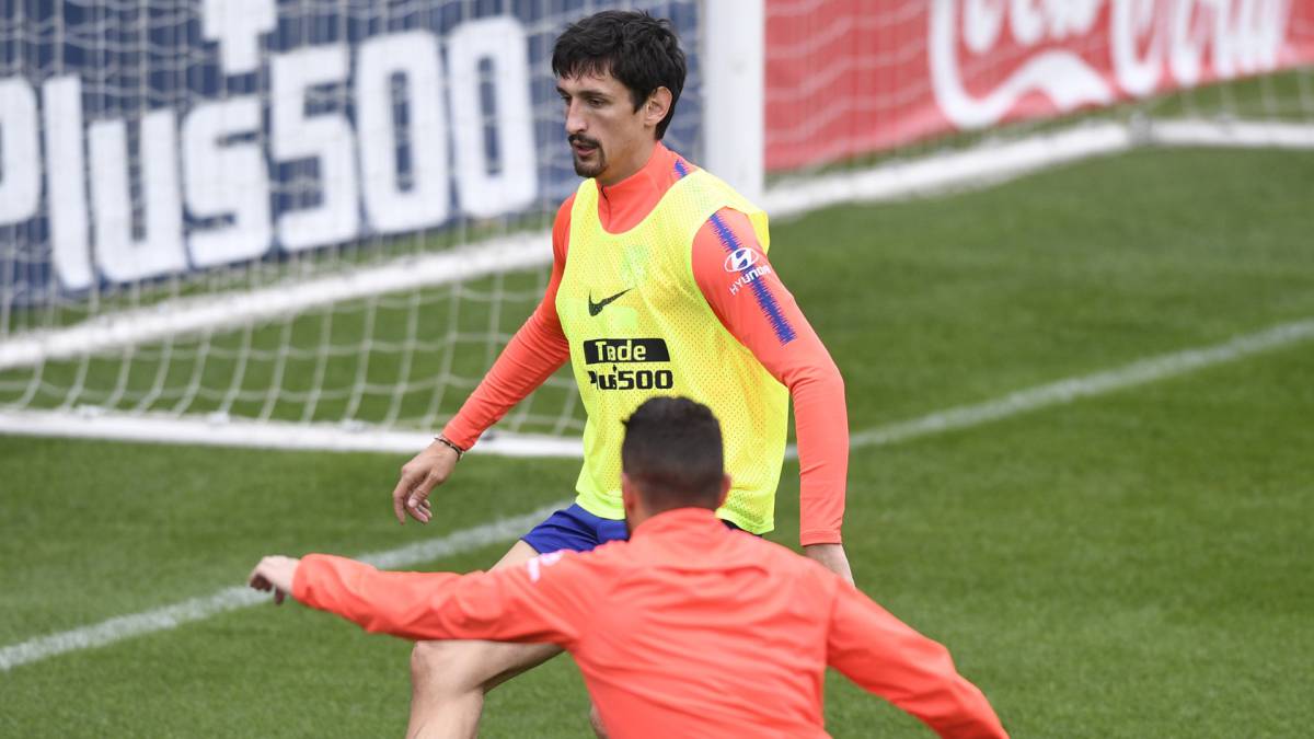 Savic, en el entrenamiento del Atlético