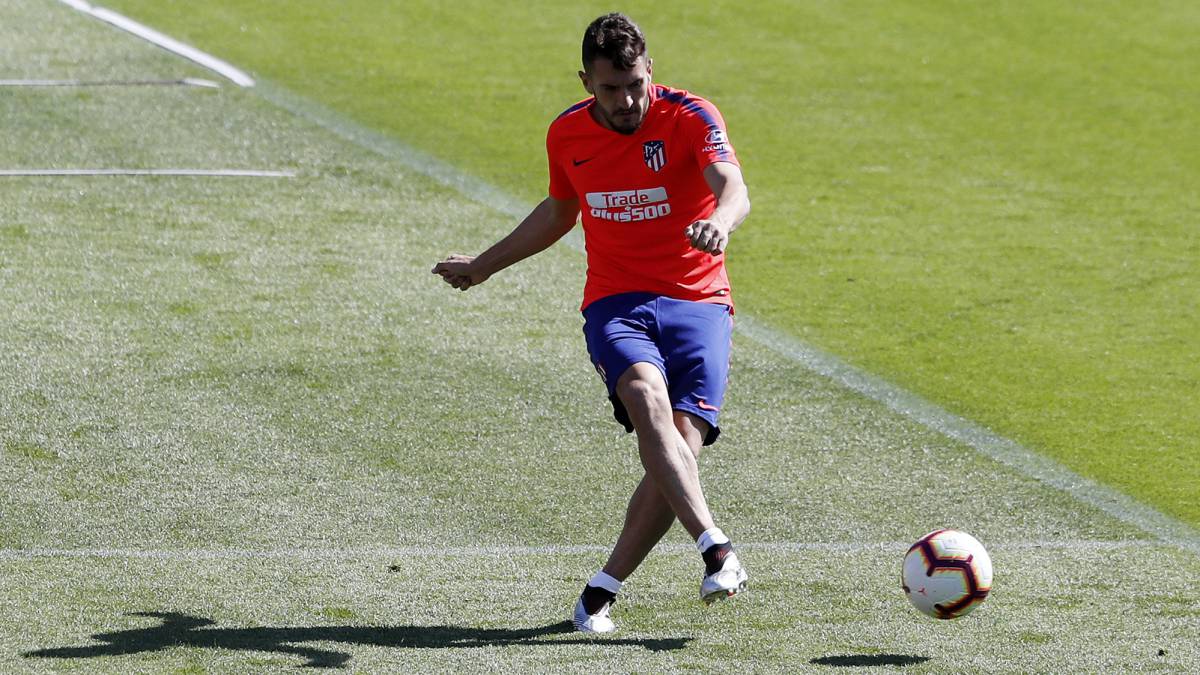 Koke, en la sesión hoy del Atlético de Madrid. Por la tarde atendería a RNE.