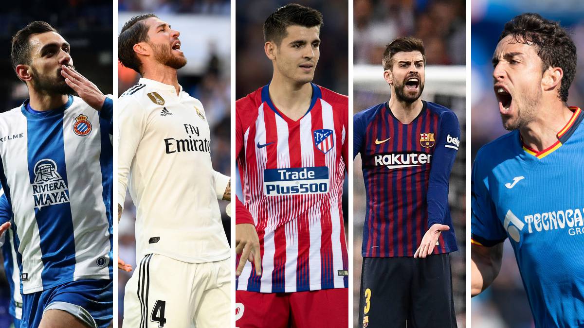 Borja Iglesias, Sergio Ramos, Morata, Piqué y Mata
