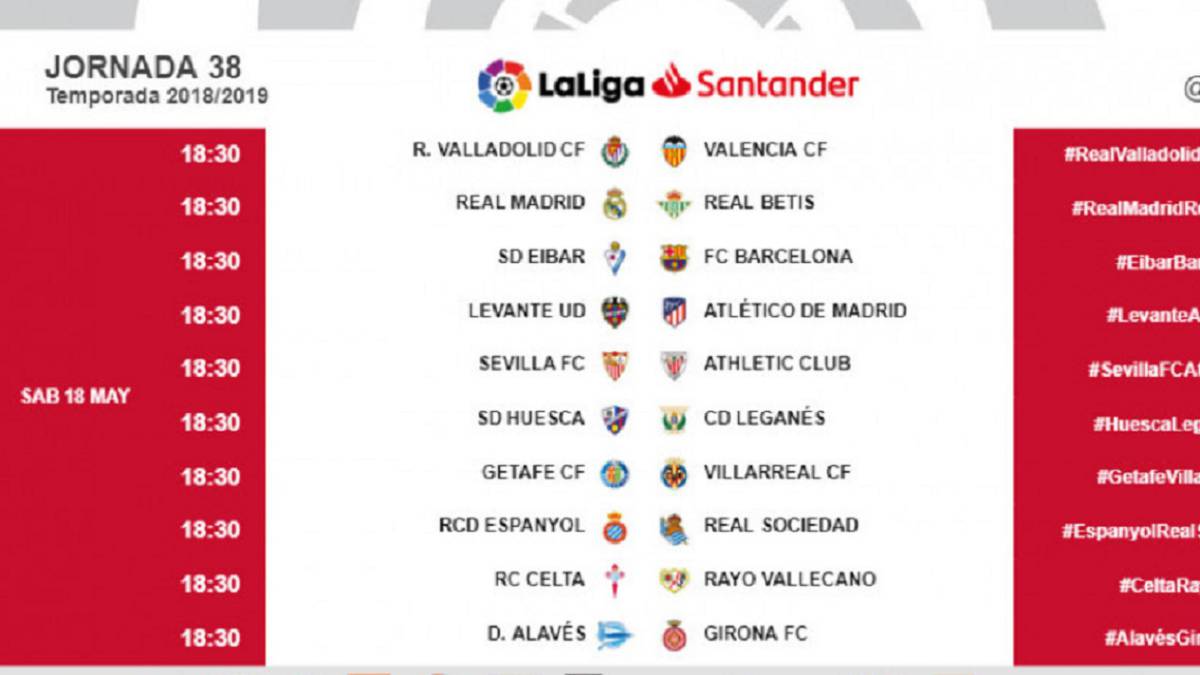 LaLiga anuncia horarios unificados para la última jornada de campeonato.
