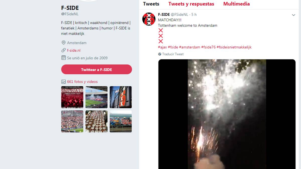 Ultras del Ajax lanzan petardos cerca del hotel del Tottenham