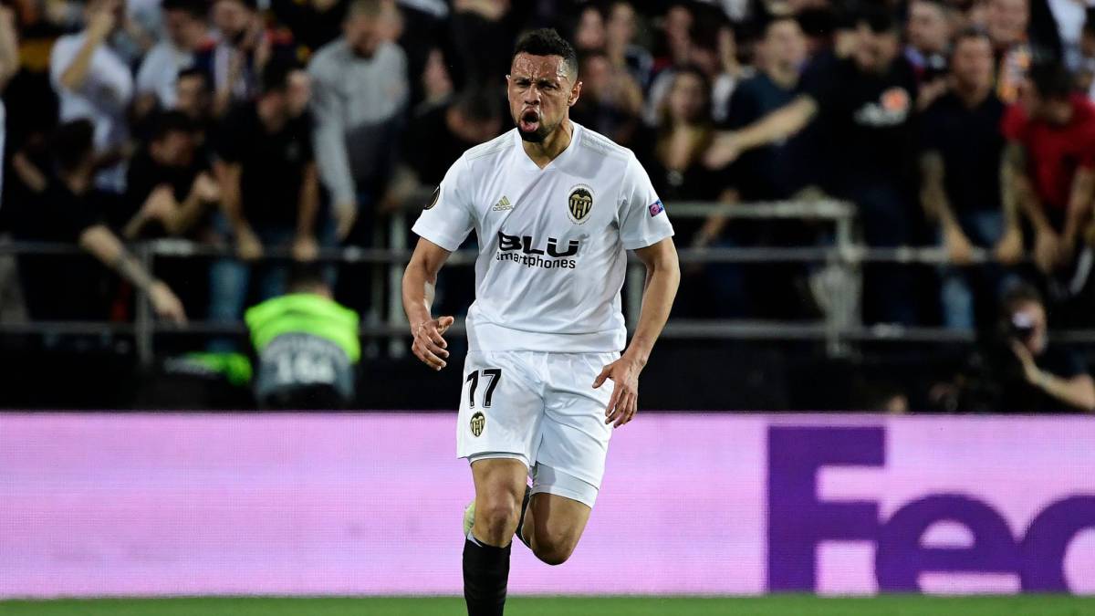 Coquelin, en el partido entre Valencia y Arsenal.