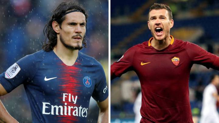 Edinson Cavani (PSG) y Edin Dzeko (Roma)