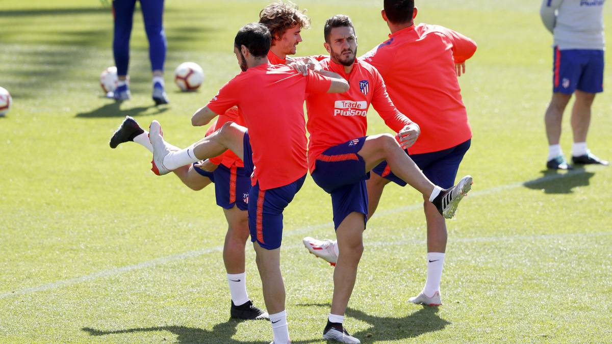 Koke, en la sesión del Atlético de ayer.