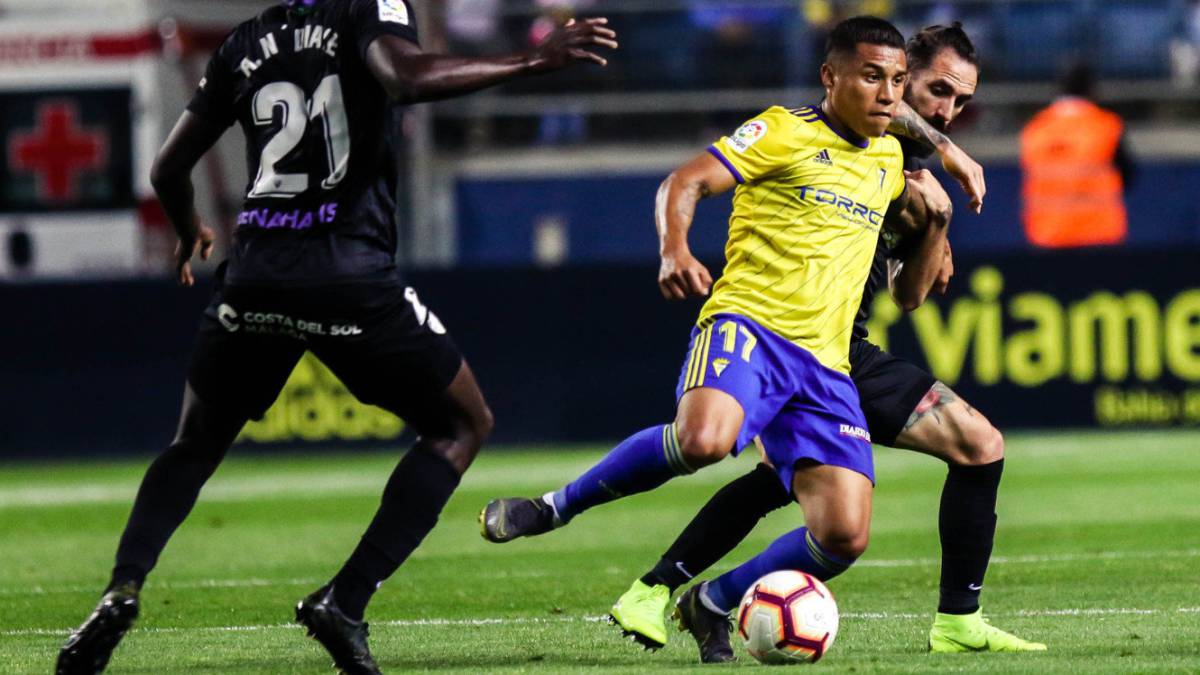 Darwin Machis, en el partido entre Cádiz y Málaga.