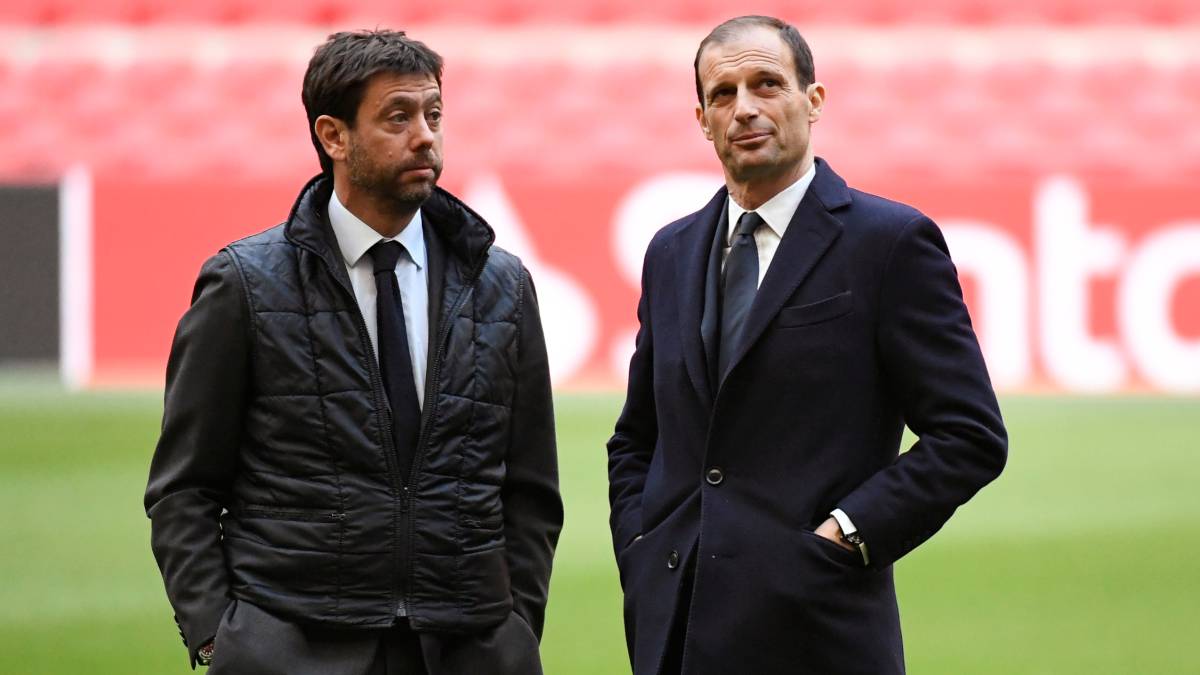 Allegri con Agnelli antes del encuentro entre Juventus y Ajax.