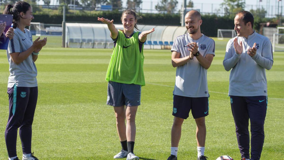 Patri Guijarro volvió a entrenarse con el grupo.