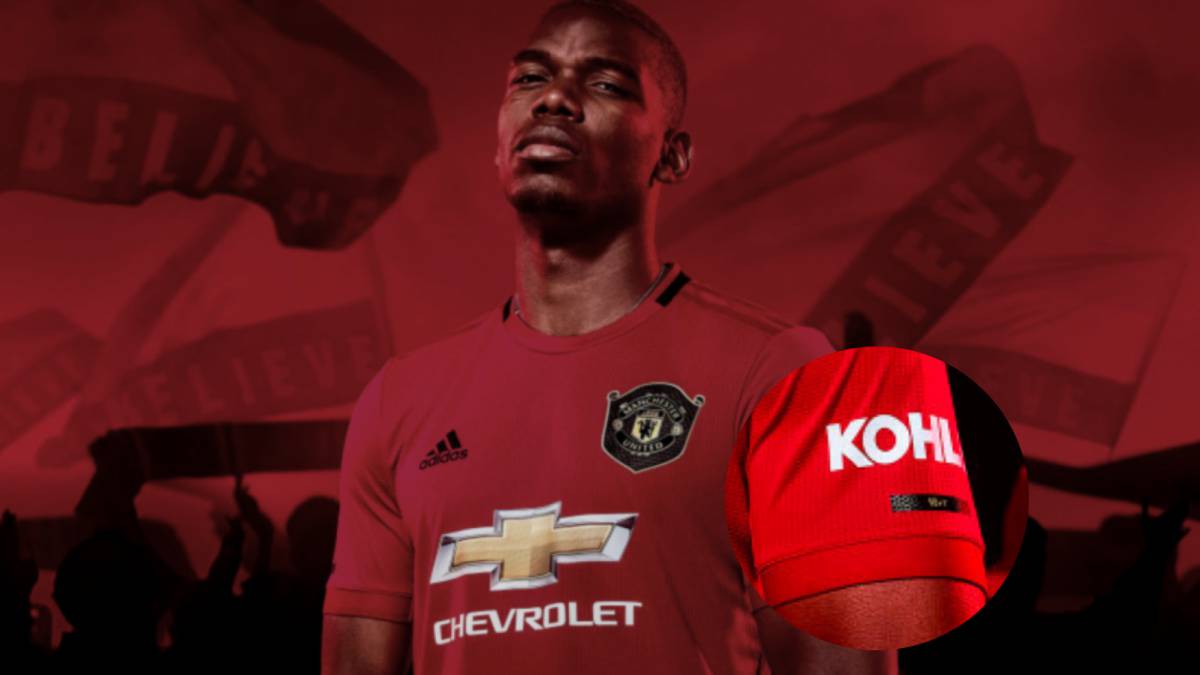 Detalle de la camiseta del Manchester United para la temporada 19/20.