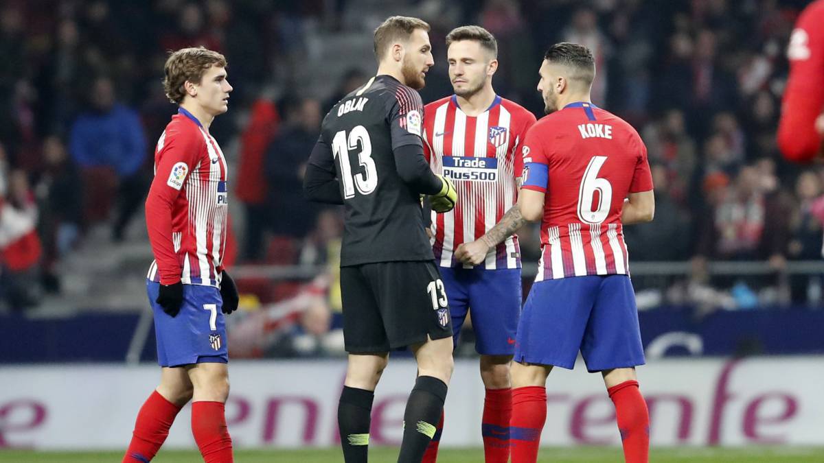 Griezmann, Oblak, Saúl y Koke, durante un partido del Atlético.