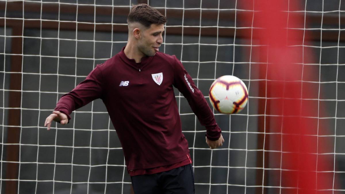 Yeray, en un entrenamiento con el Athletic.