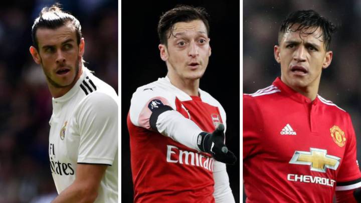 Gareth Bale (Real Madrid), Mesut Özil (Arsenal) y Alexis Sánchez (Manchester United).