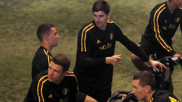 Hazard y Courtois, ayer.